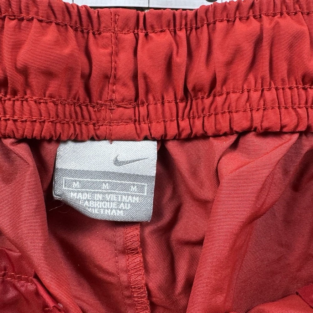 VTG Nike Mens M Windbreaker Track Pants Drawstring Zip Ankles Red Y2K - Picture 5 of 11